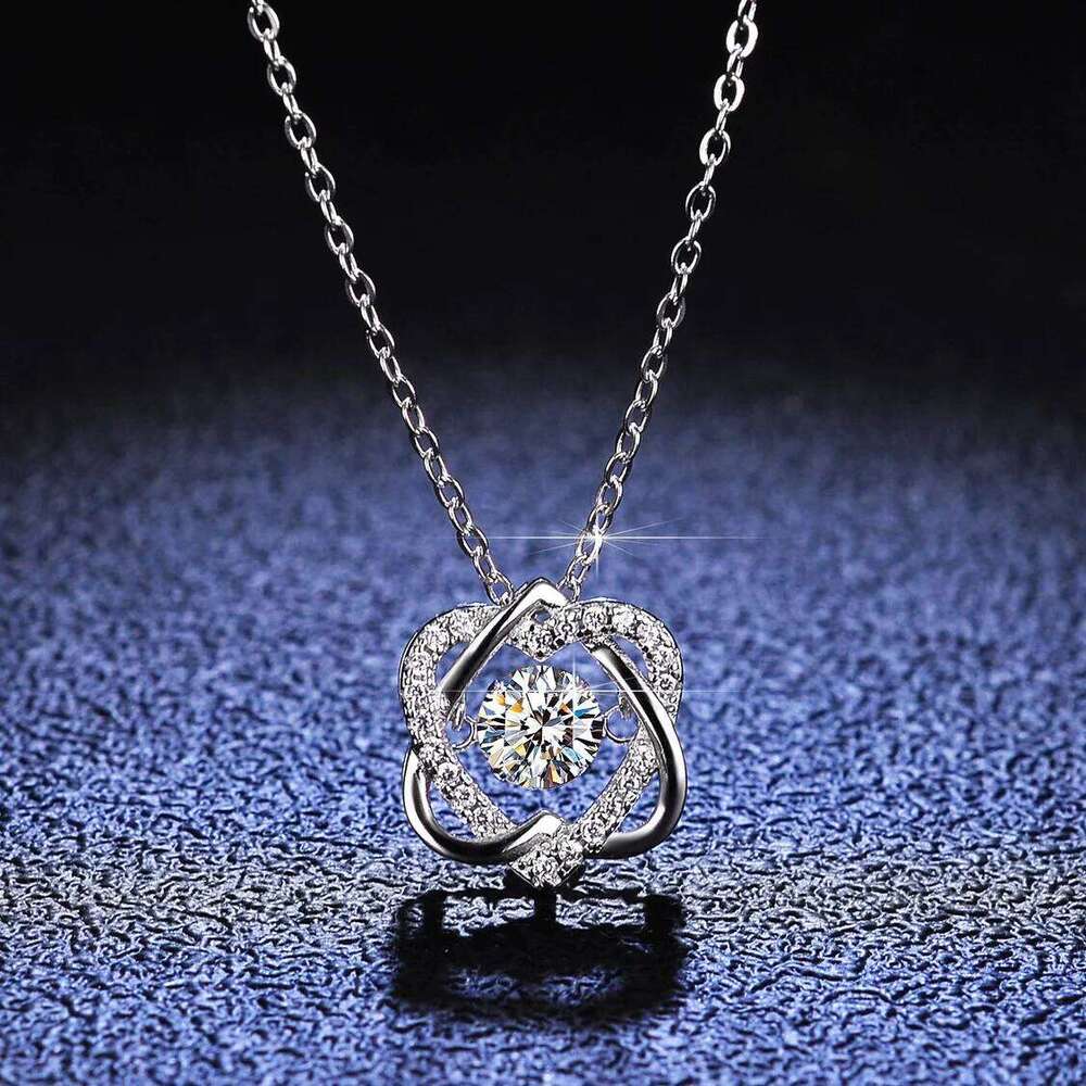 0.5ct GRA Moissanite Necklace for Women Sparkling Simulated Diamond Pendant Beating Heart S925 Silver Fine Jewelry Gift 91d