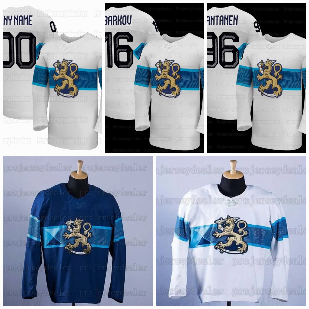 Mikko Rantanen Team Finland 2026 Winter Oympices Hockey Jersey Aleksander Barkov Sebastian Aho Roope Hintz Miro Heiskanen Teuvo Teravainen Kaapo Kakko Erik Haula