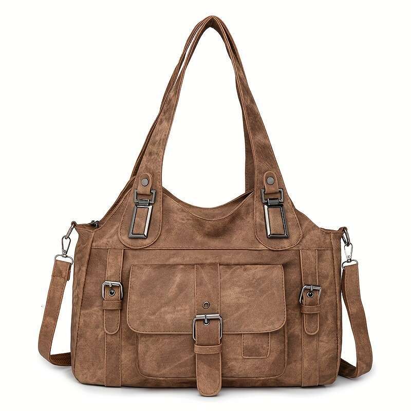 JINXIANGGUO Taole Women S Retro Tote Bag With Detachable Strap Golden Tone Hardware Zipper Closure Grey Beige Brown Black Vintage Handbag For Work Tra
