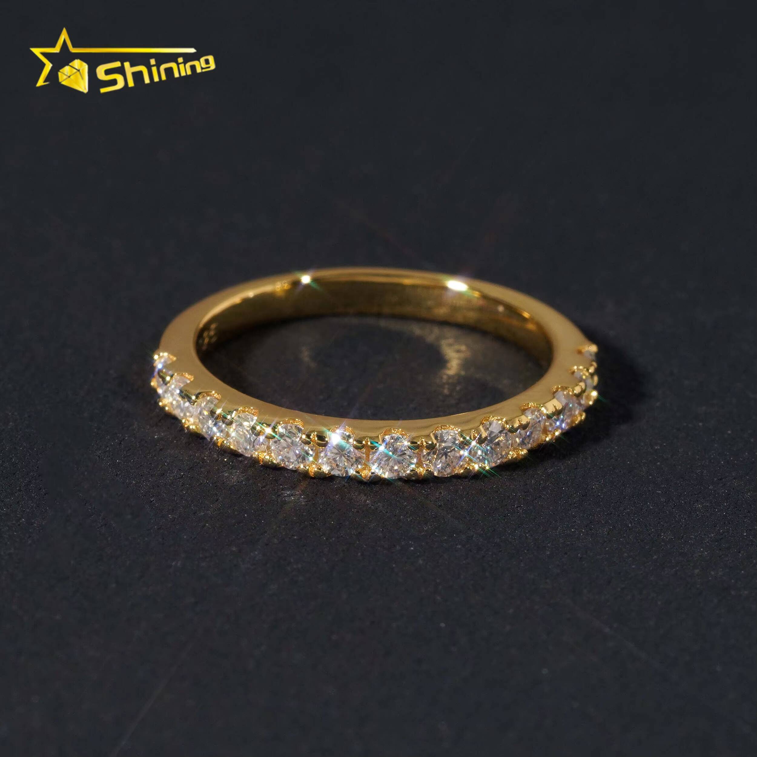 Pass Diamond Tester Gold Plated Half Eternity 22mm Wedding Silver Engagement Moissanite Rings for Women