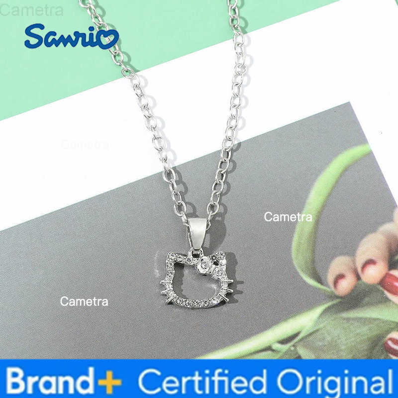 Sanrio Anime Hello Kitty Cartoon Necklace Cute Hollow Out Head Portrait KT Cat Neck Chain for Friend Birthday Accessories Gift H251229