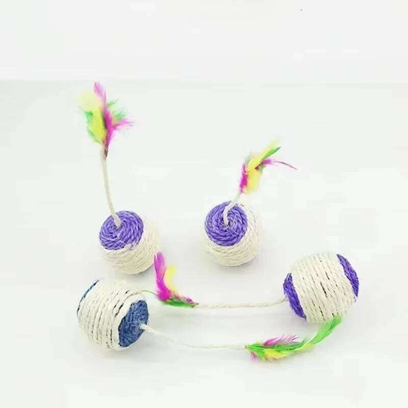 1Pc Sisal Scratching Ball Training for Kitten Pet Supplies Feather Toy Cat Toys Interactive