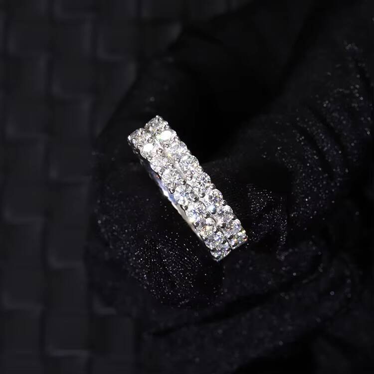 RTS Fashion Mans Cuban Ring 925 Sterling Silver Round Moissanite Diamond Hip Hop Mans Women Cuban Ring