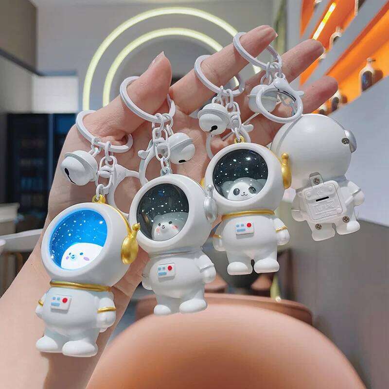 ZAKOL Cute Glowing Night Light Astronaut Cat Schoolbag Keychains Kawaii Bags Charm Decorative Pendants Accessories Gift Girs