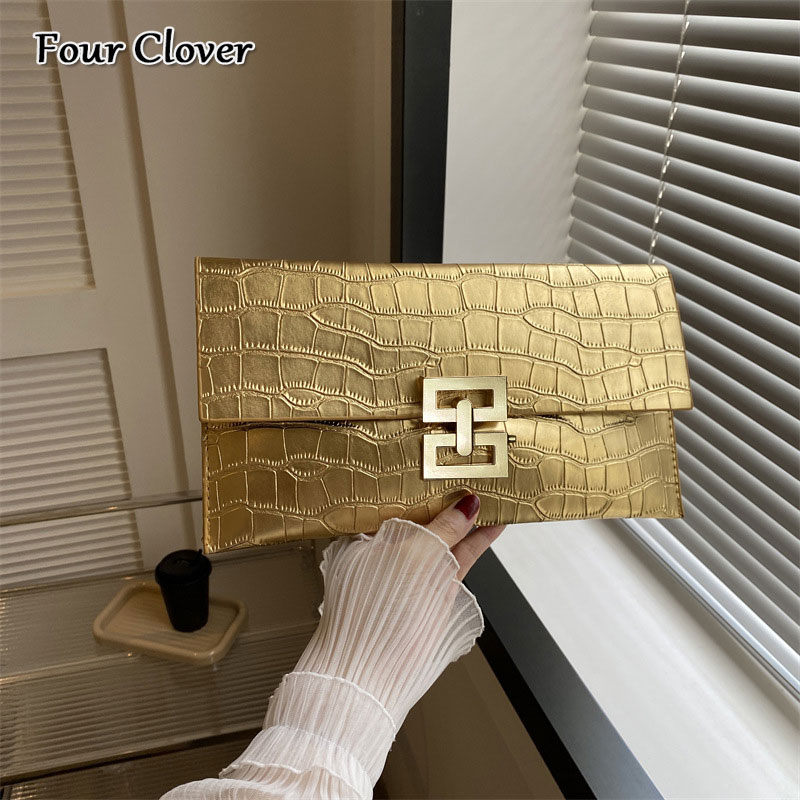 New leisure clutch with texture, small luxury shiny leather clutch, fashionable minimalist envelope bag for women, high-quality square handbag, dinner
