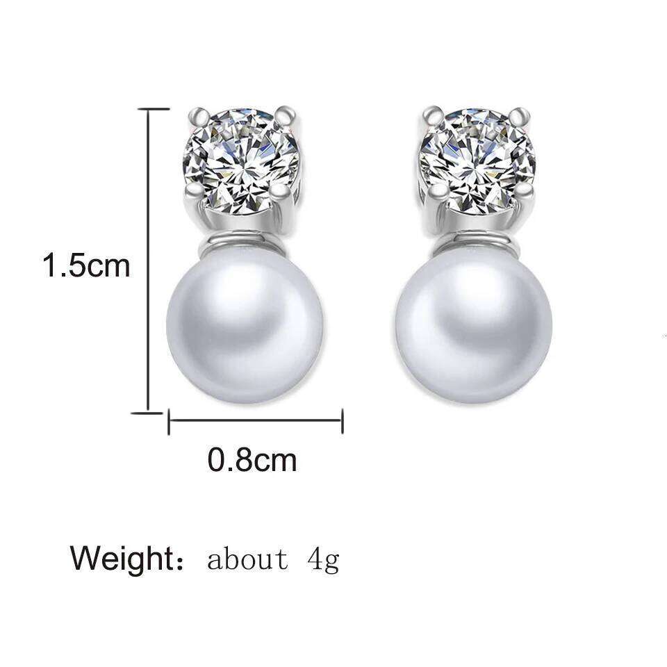 ZAKOL Simple Clear Zircon Pearl Stud Earrings for Women Wedding Exquisite Birthday Engagement Jewelry Gifts
