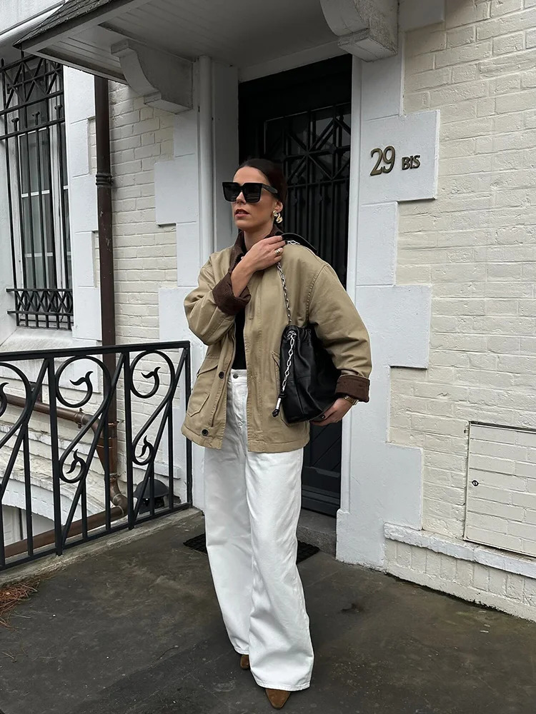 Womens Patchwork Bump Colour n Single Breasted Lapel Jacket Casual Retro Style Long Sleeve Warm Cotton 251210