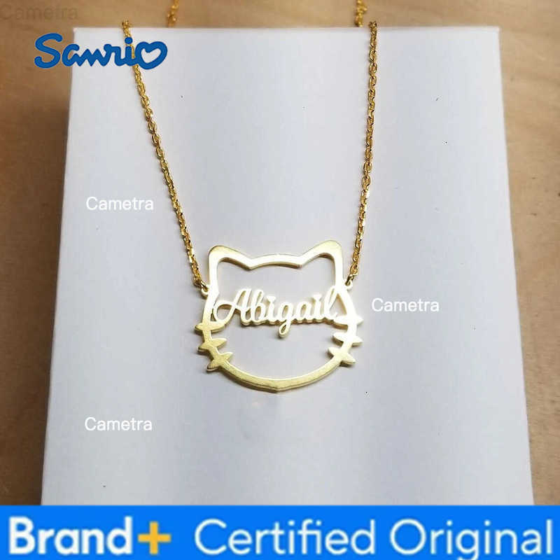 Sanrio Custom Cute Cartoon Kitty Name Necklace Women Children Jewelry Stainless Steel Cat Nameplate Pendant Necklaces Gifts for Kids H251229