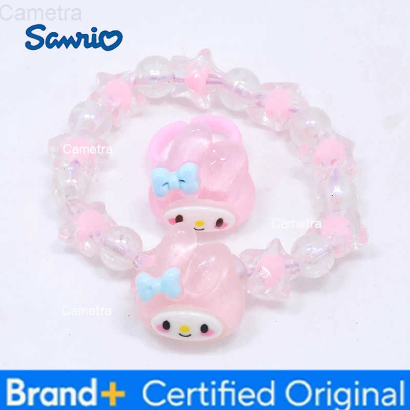 Sanrio Crystal Bracelet Kuromi My Melody Cinnamoroll Cute Anime Cartoon Girls Ring Jewelry Set For Girl Birthday Party Gift H251229