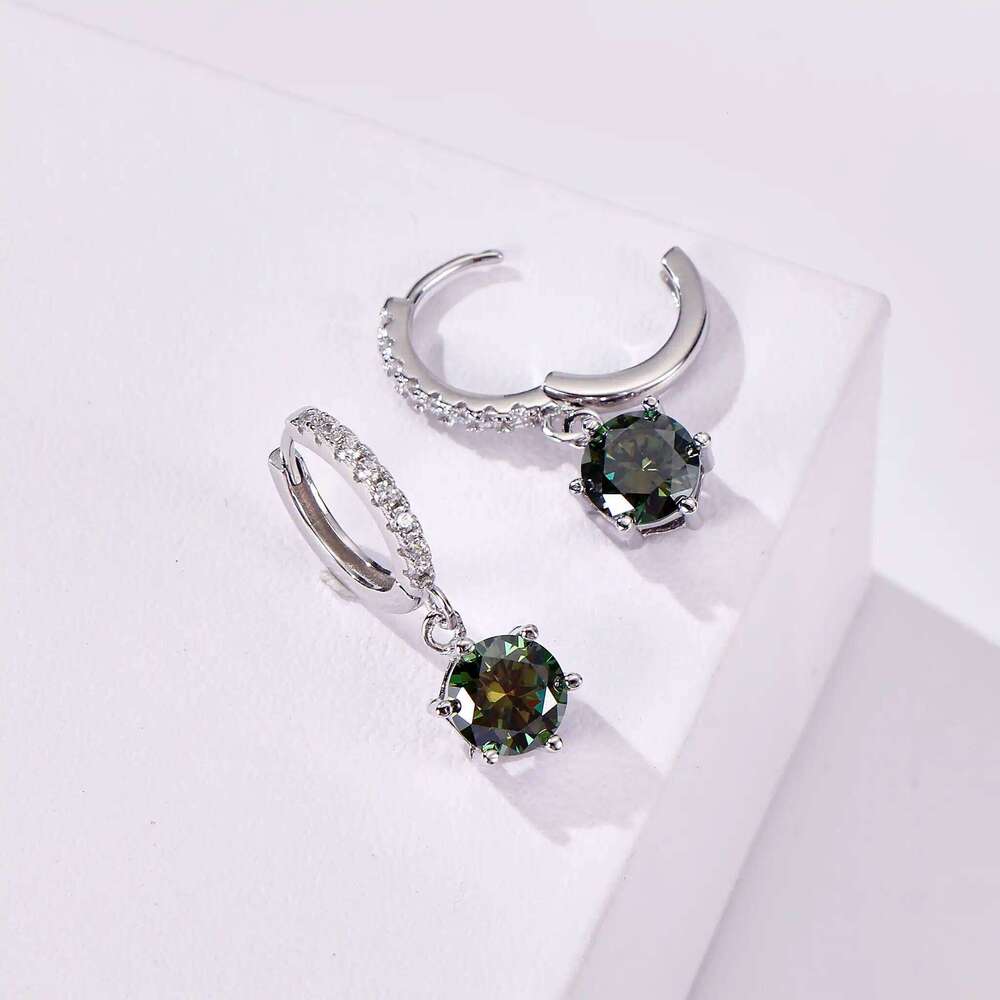 D color VVS 1.0ct White Gold Plated Moissanite Drop Earrings for Women Sparkling Wedding Jewelry 925 Solid Silver Party GRA 91e