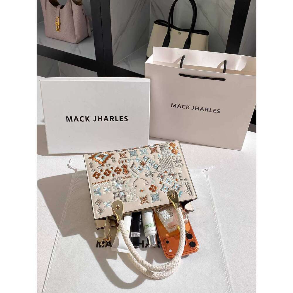 MACK JHARLES Chinese Style Geometric Embroidery Tote Bag for Women 2025 Autumn Winter New High-end Handbag