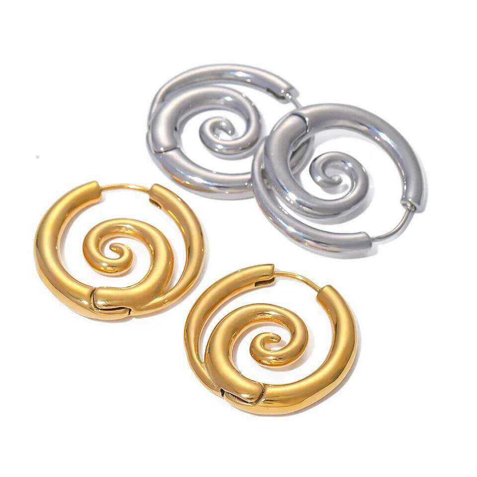 ZAKOL Personalized Mosquito Coil Shaped Stainless Steel Hoop Earring for Women Punk Spiral Circle Ear Accessories Jewelry Gift