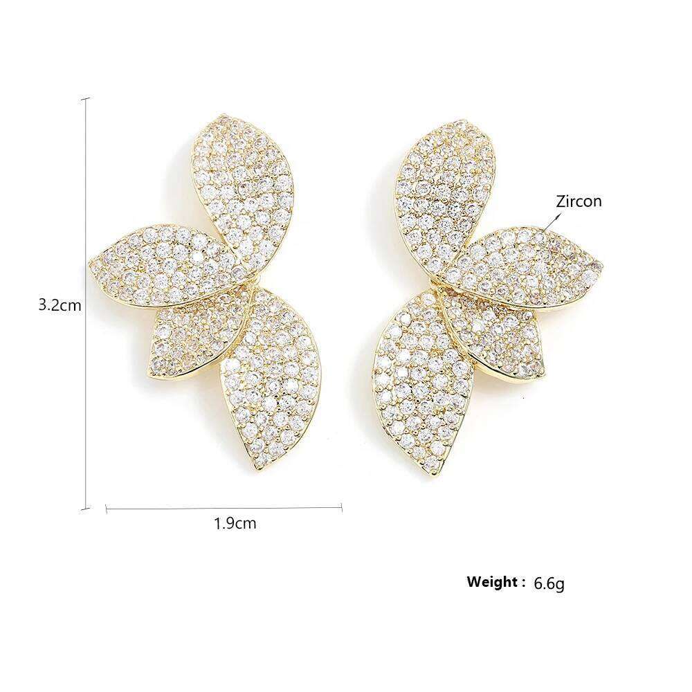 ZAKOL Luxury Full Shiny Micro Zircon Leaf Earrings&Necklace Set AAA CZ Symmetric Wedding Party Jewelry for Women