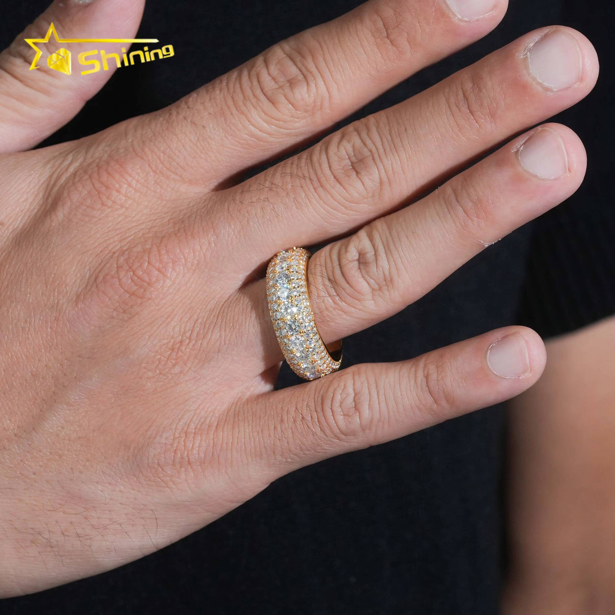 GRA Cert Pass Diamond Tester Wholesale Fully Iced Out Engagement Eternity Band Ring Wedding Ring Solid Silver 925 VVS Moissanite