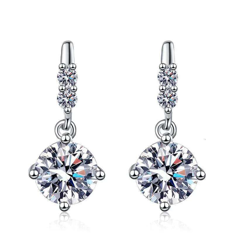18K gold inlaid diamond D-color women's tassel PT950 platinum moissanite fashionable earrings 868