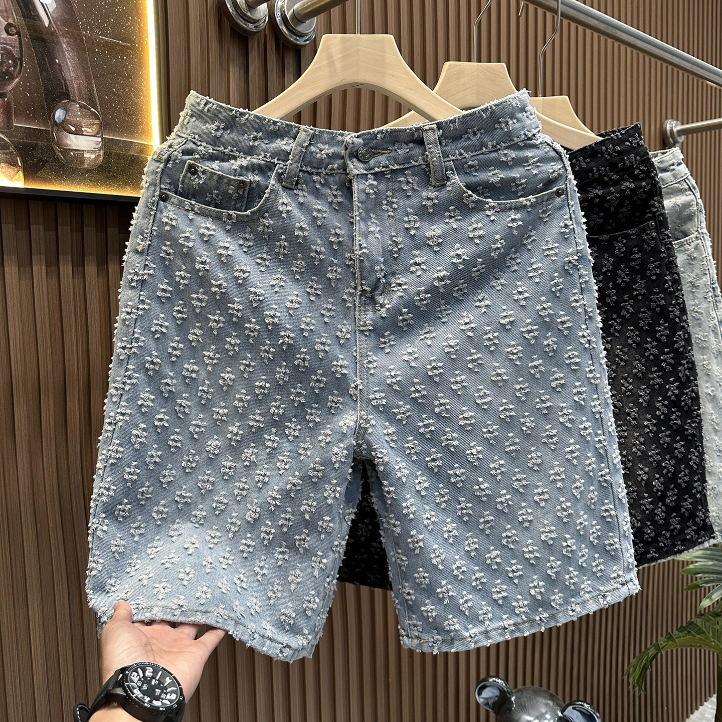 2026 Fashion Print Denim Shorts Mens Trendy Shorts Summer New Design straight-Leg Shorts Free Shipping