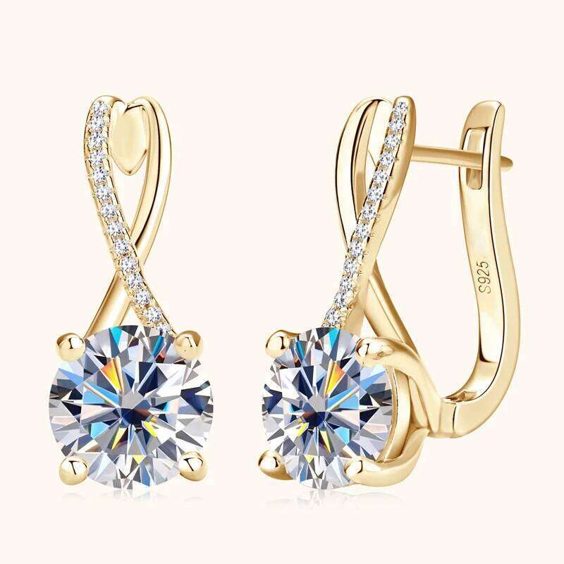 D COLOR 2.0CT Moissanite Drop Huggie Earrings Real 925 Silver Women Gold Plated Hoops Infinite Earring Certified Wedding Jewelry 3a3