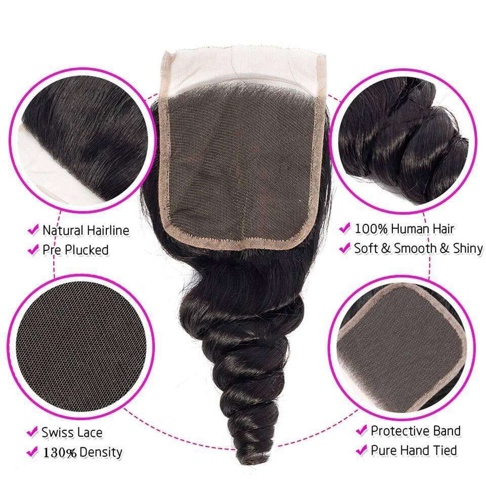 Loose Deep Wave Human Bundles With 4X4 5X5 6X6 Transparent Lace Closure Frontal HD Raw Virgin Bundle Hair Extension VMS