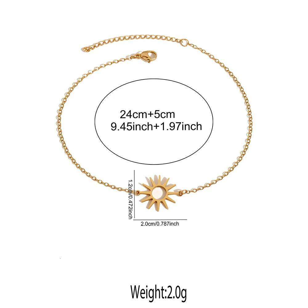 2025 New Stainless Steel Sun Charm Minimalist Gold Color Bracelet for Women Fashion Gift Jewelry 25H1229