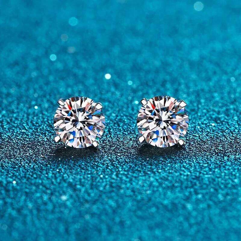 18K gold diamond studded classic and minimalist 1-Ct earrings, PT950 platinum fashionable earrings 586