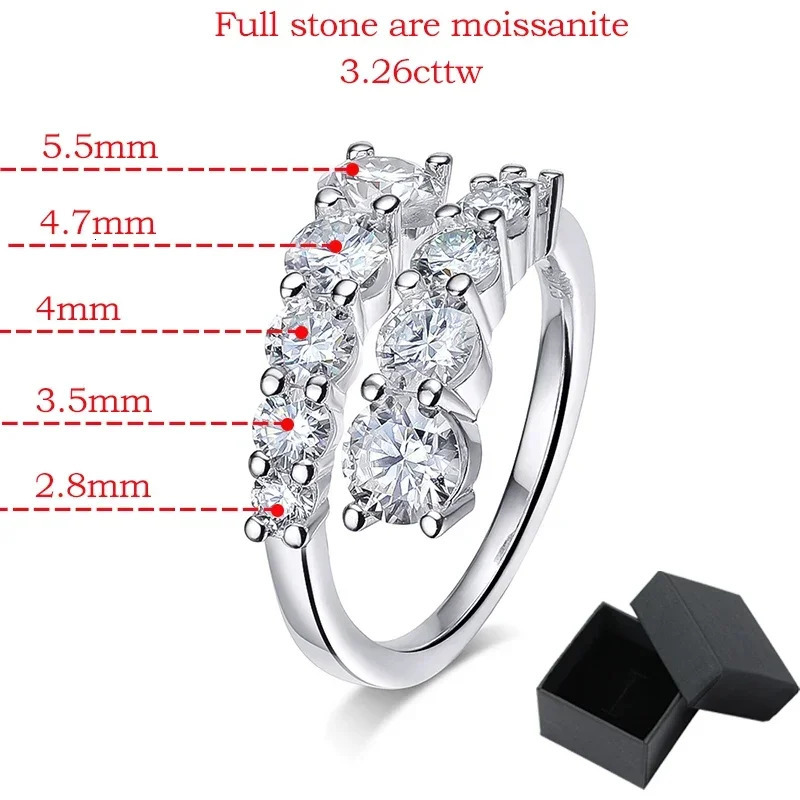 Smyoue 10 Gems Full Rings for Women Sparkling Lab Created Diamond Wedding Band S925 Sterling Silver Jewelry 251225