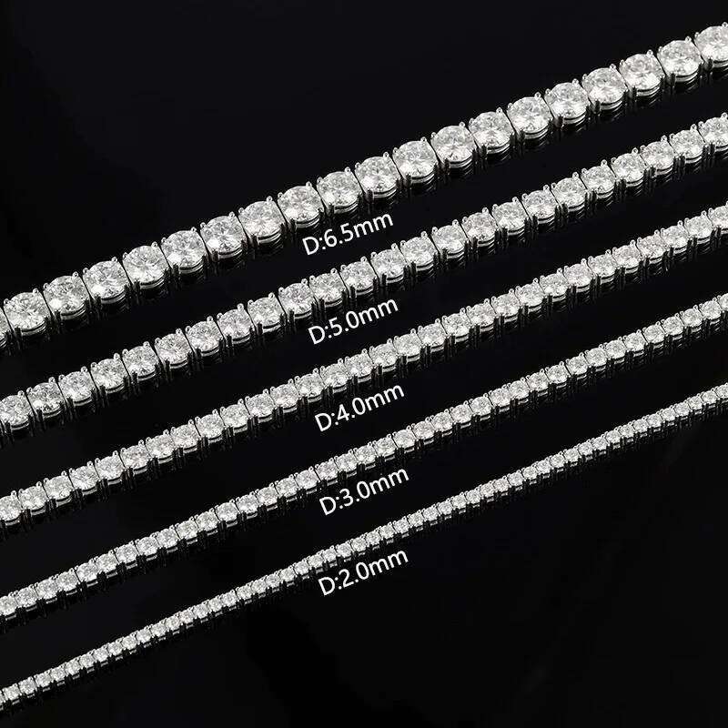 2-10mm DVVS1 Pass Diamond Test Round Cut Moissanite Tennis Bracelet White Gold Plated 925 Silver Jewelry for Women fc1