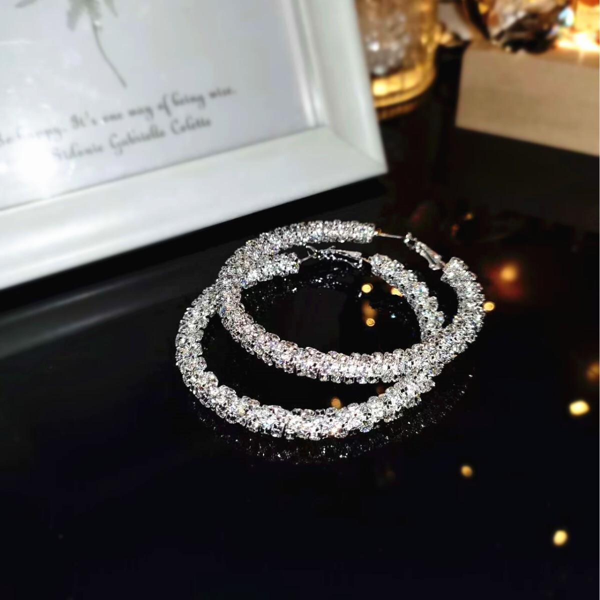Luxury Brand Designer Jewelry Hot-Selling New Luxury Personality Exaggerated Hoop Earrings For Women Simple Fashion Diamond-Studded Large Hoop Earring