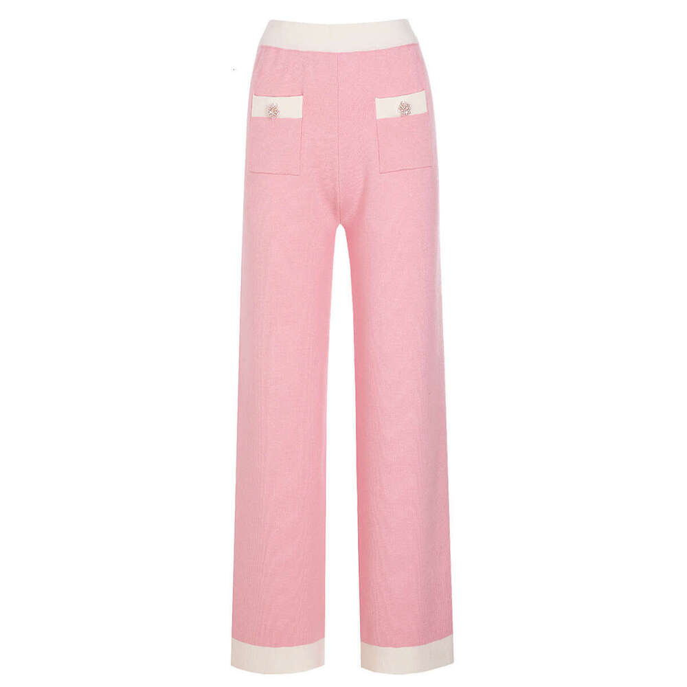 25252 High-End Quality In-Stock Spring And Autumn New Knitted Internet Celebrity Floral Sleeve Top Jacket + Long Pants Set For Women