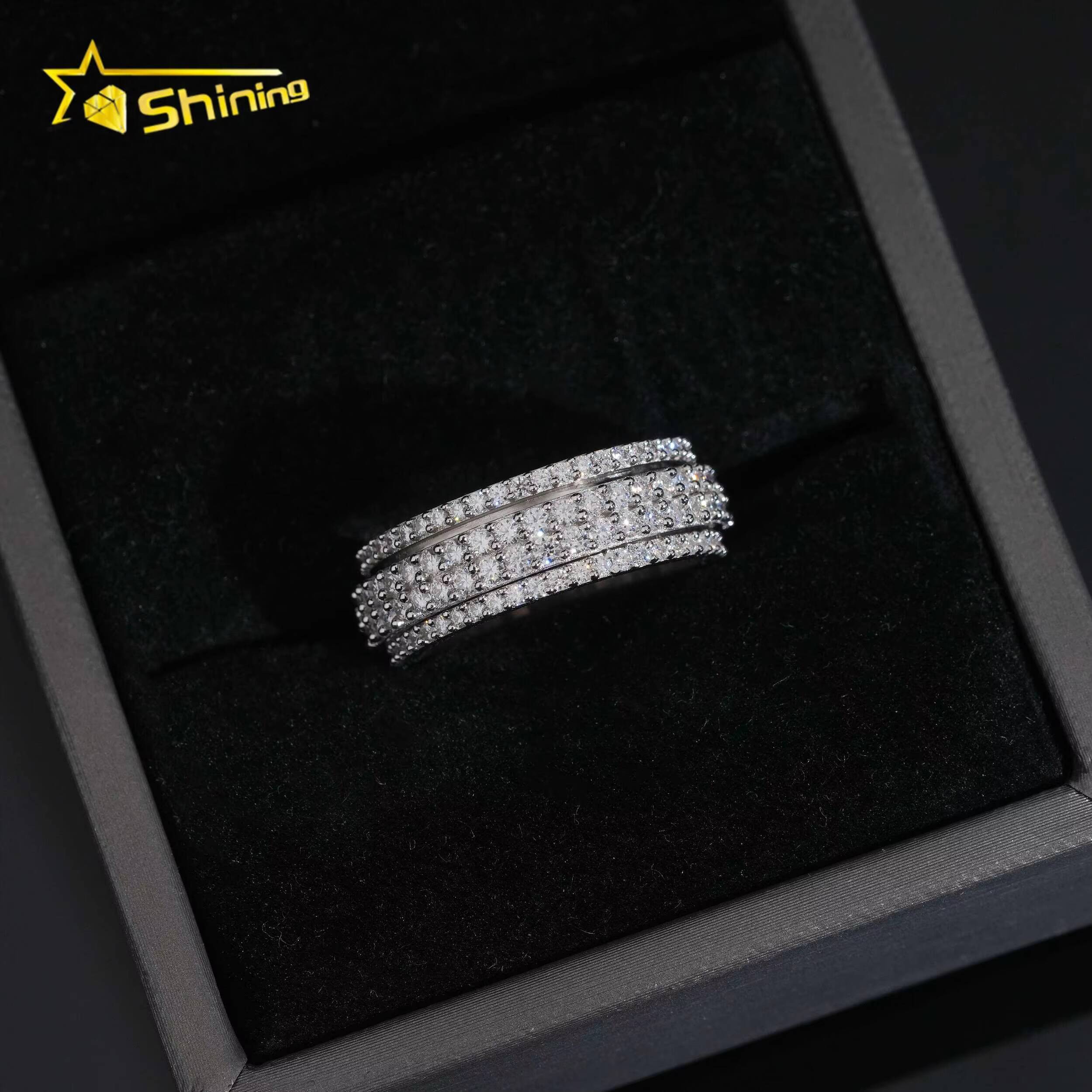 Iced Out Fine Man Jewelry Engagement Rings 925 Silver D VVS Moissanite Diamond Eternity Band Ring Daily Wear