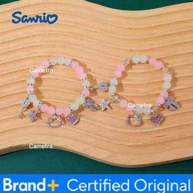 Sanrio Kawaii Hello Kitty Rhinestone Hollow Pendant Bead Bracelet Fashionable for Womens Accessories Gifts H2512291