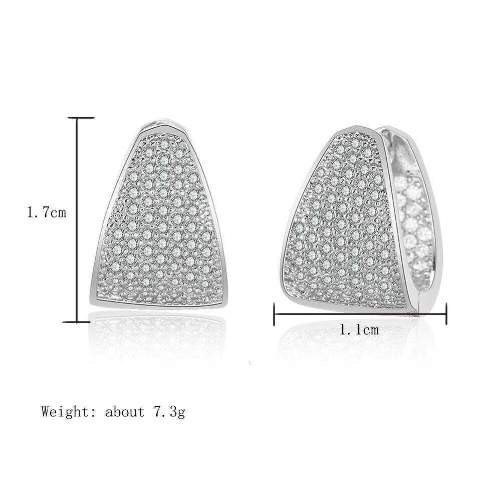 ZAKOL Fashion Chunky Triangular Water Drop Paved Zircon Hoop Earrings for Women Versatile Party Gift aretes de mujer