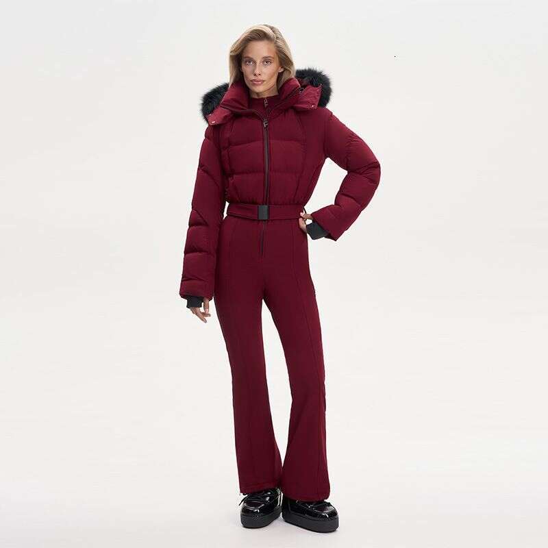 2025 New Korean Style Winter Casual Ski Cotton Jacket Pants Set For Petite Women With Warm Hood And Belt WKERSIY