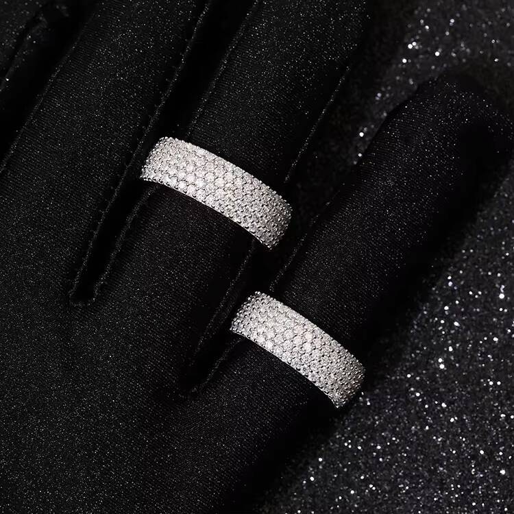 Yy Rts Iced Out 5 Rows 4 Rows Vvs Moissanite Rings Pass Diamond Tester 925 Sterling Silver Hiphop Fine Jewelry Rings for Men