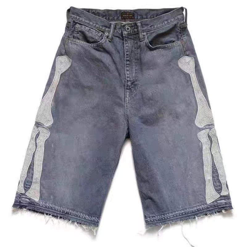 Deeptown Y2k Vintage Harajuku Denim Shorts Women Washed Patchwork Tassels American Retro Jeans Man Baggy Hip Hop Jorts Summer 251223