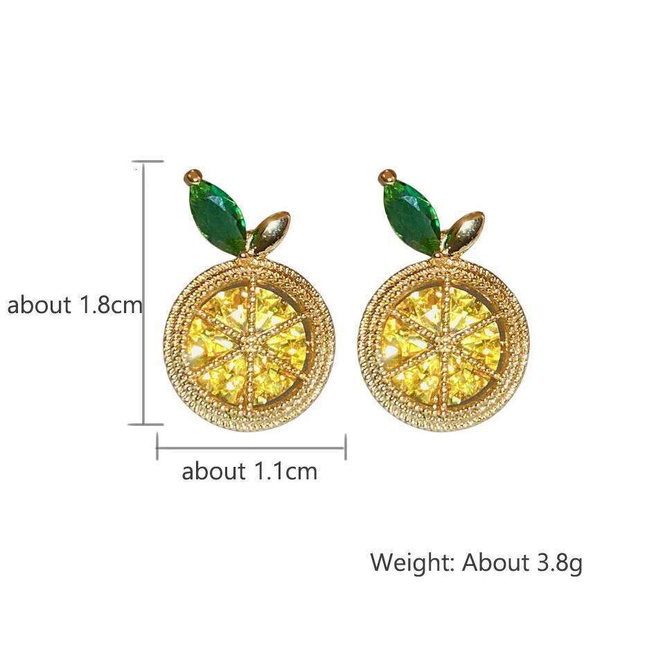 Fashion Sweet Fresh Orange Lemon Earrings Delicate Yellow Cubic Zirconia Fruit Stud Earring Jewelry Gifts for Women