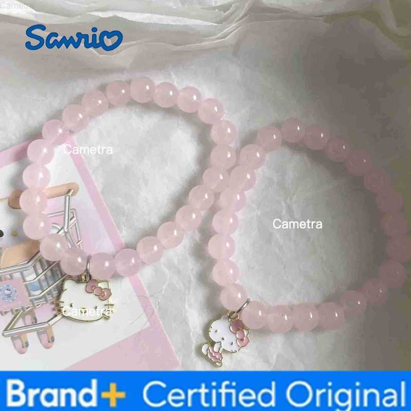 Sanrio Anime Sweet Hello Kitty Bracelet Handmade Cute Cartoon Figure KT Cat Pendant Accessories Pendant Bead String Hand Rope H251229
