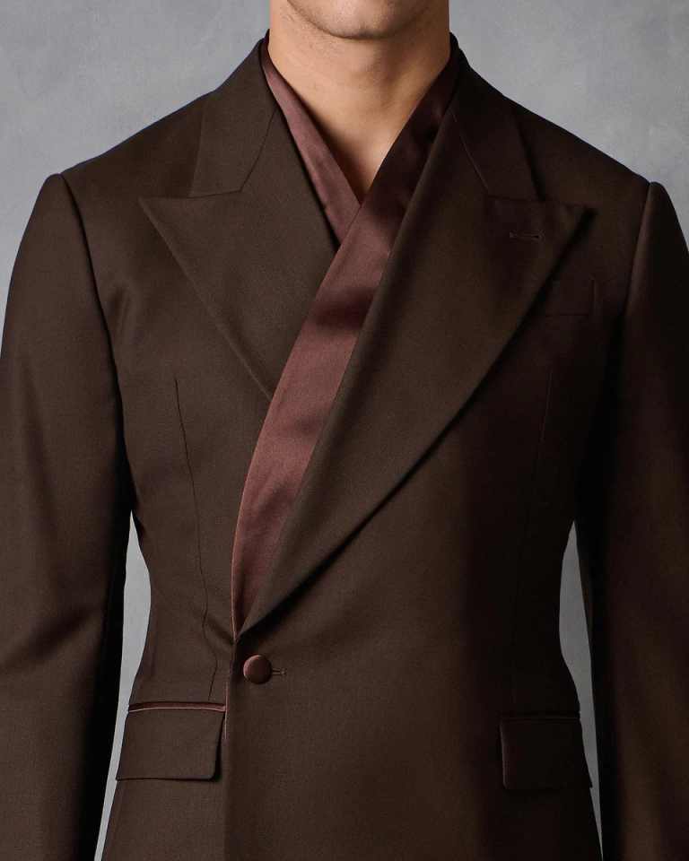 Side Button 2-Piece Mens Suit Attire Brown Long Suit Jacket with Matching Pants XXS-7XL Smart Fashion Tuxedo Blazer Trousers
