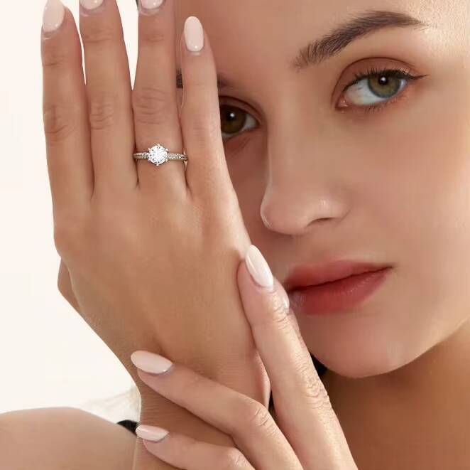 925 Sterling Silver 1ct Moissanite Engagement Ring Jewelry Lab VVS Diamond Wedding Rings for Woman