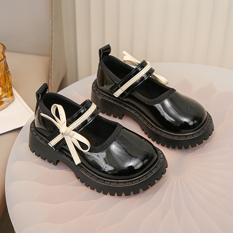 kids shoes brand new spring autumn girls children pu leather shoes kid bow flats shoes size 21-30