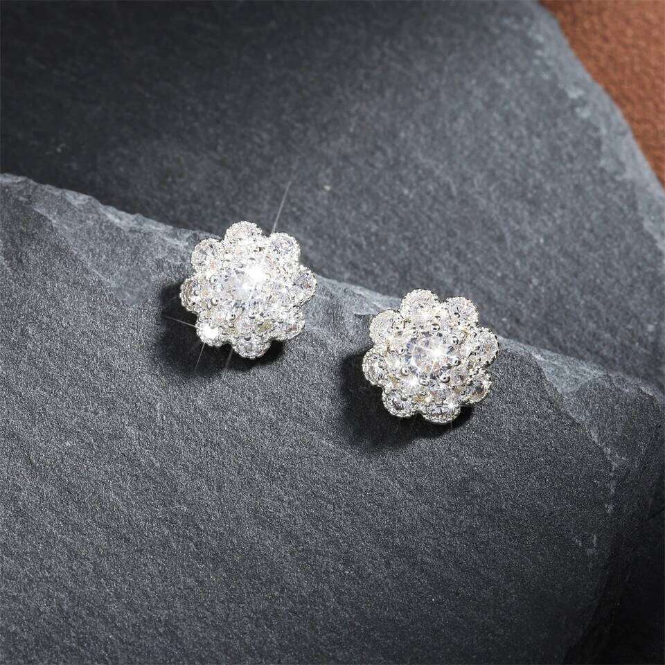 ZAKOL Luxury AAA Zircon Flower Stud Earrings Brilliant Micro Paved CZ Versatile Female Jewelry