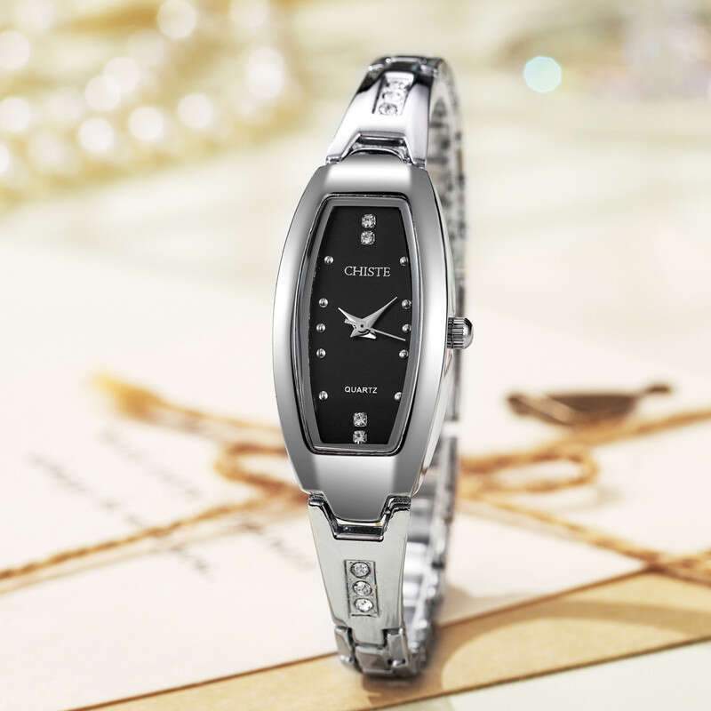 Burgundy Small Dial Design Oval Women's Watch Female Style Niche Compact Wristwatch