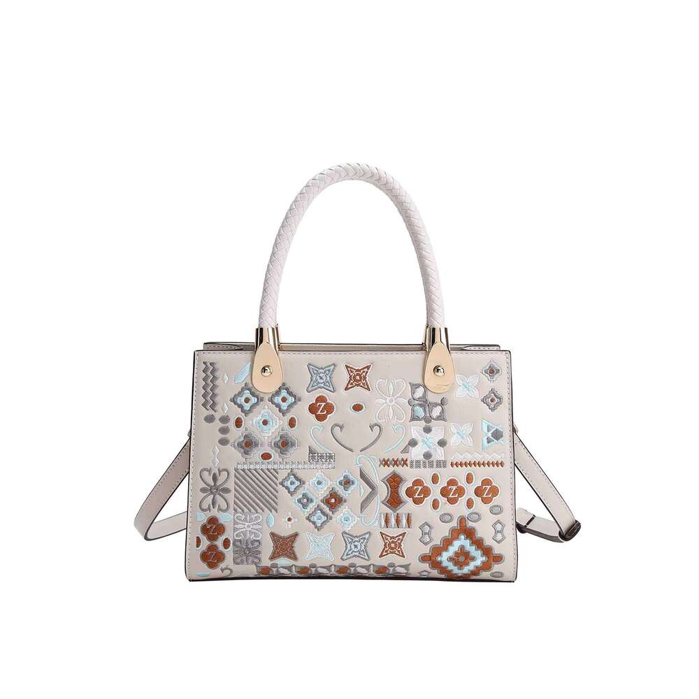 MACK JHARLES Chinese Style Geometric Embroidery Tote Bag for Women 2025 Autumn Winter New High-end Handbag