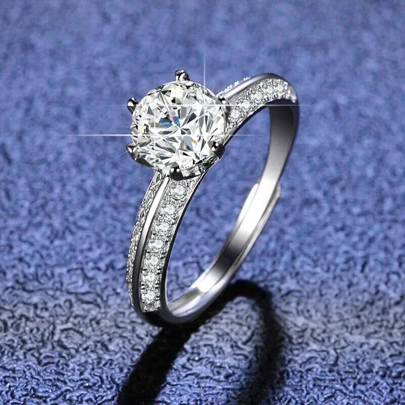 18K inlaid D-color moissanite high-end women's diamond ring, PT950 white gold customized VVS1 ring 88f