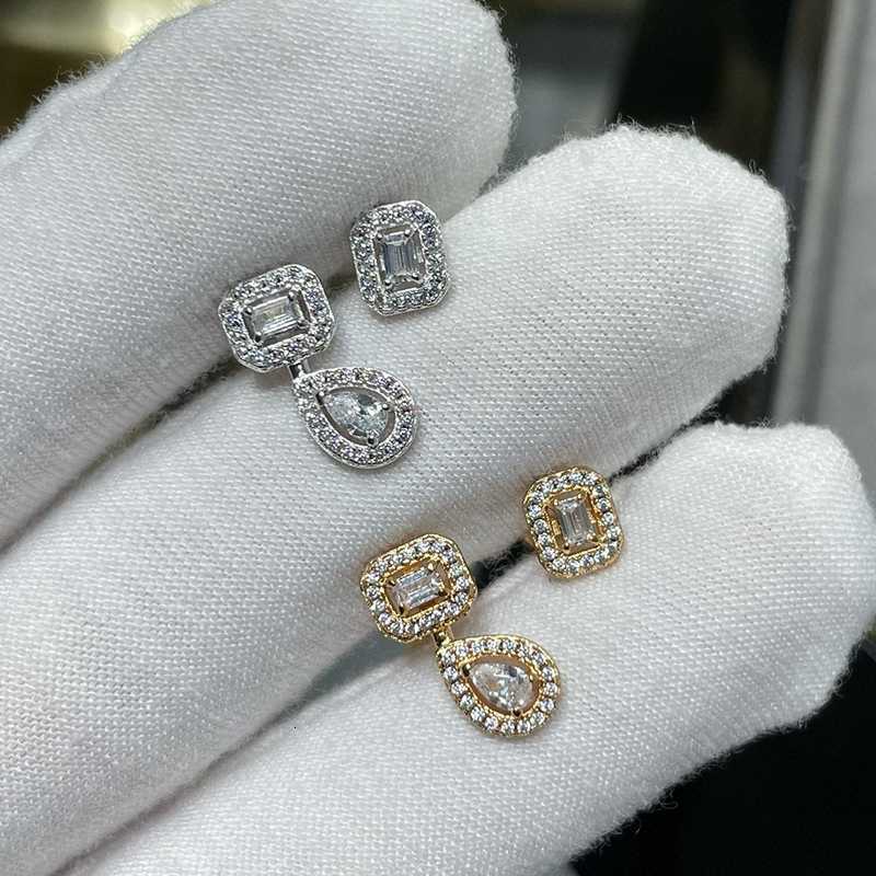 Luxury stud Earrings Hot Brand Pure 925 Sterling Silver Plated Jewelry Square Cut Designer Wedding Fashion Party Diamond