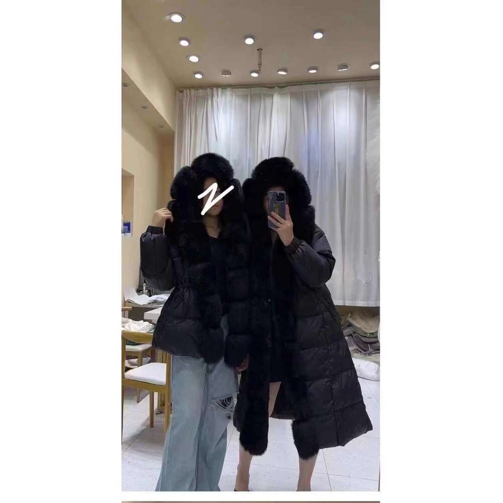2025 New Style Fox Fur Collar Light Luxury Coat For Women, Long Over-The-Knee Thickened Fashion Trend White Goose Down Jacket Xing Zhiguang