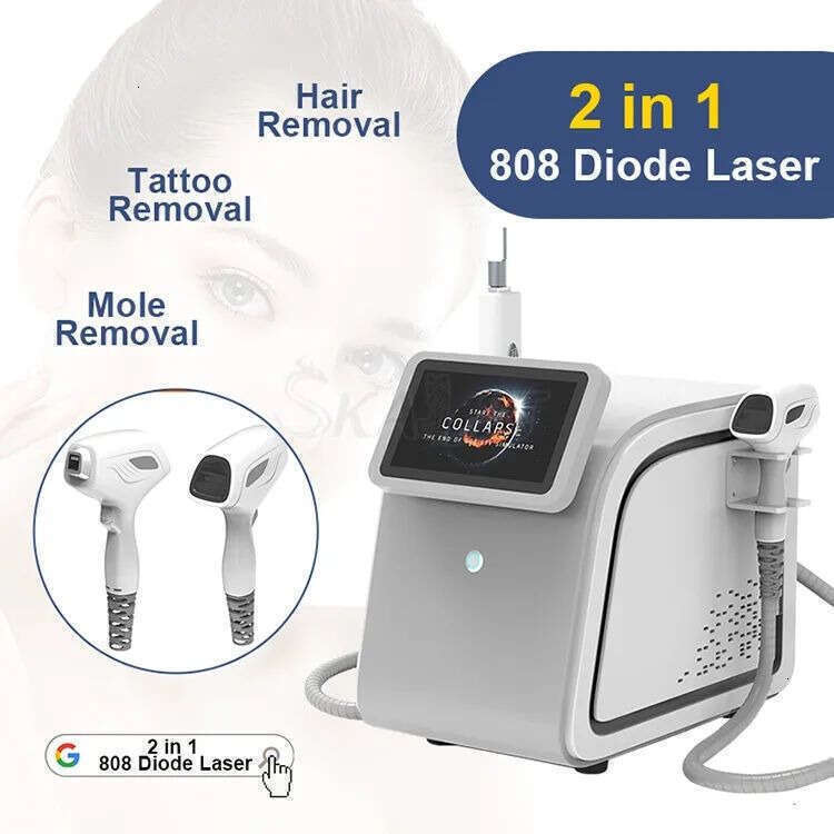 Laser 2In1 Tattoo Removal 755Nm 532Nm Skin Rejuvenation 300W Nd Yag Laser Diode Laser Hair Removal Machine Hair Laser Removal