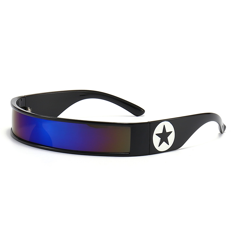 Five pointed star sunglasses, futuristic technology, rectangular one piece narrow frame sunglasses, trendy men's and women's trampoline sung