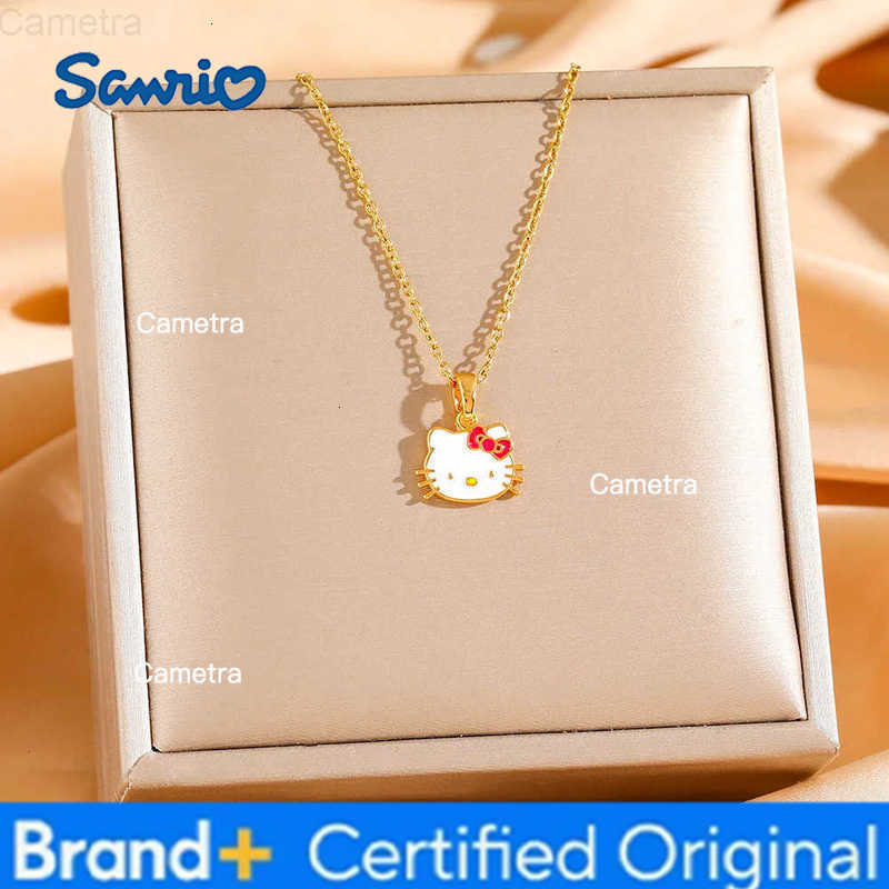 Sanrio Romantic Sweet Cute Hello Kitty Heart Pendant Necklaces for Women Girls Lovely Stainless Steel Chain Jewelry Gifts H251229
