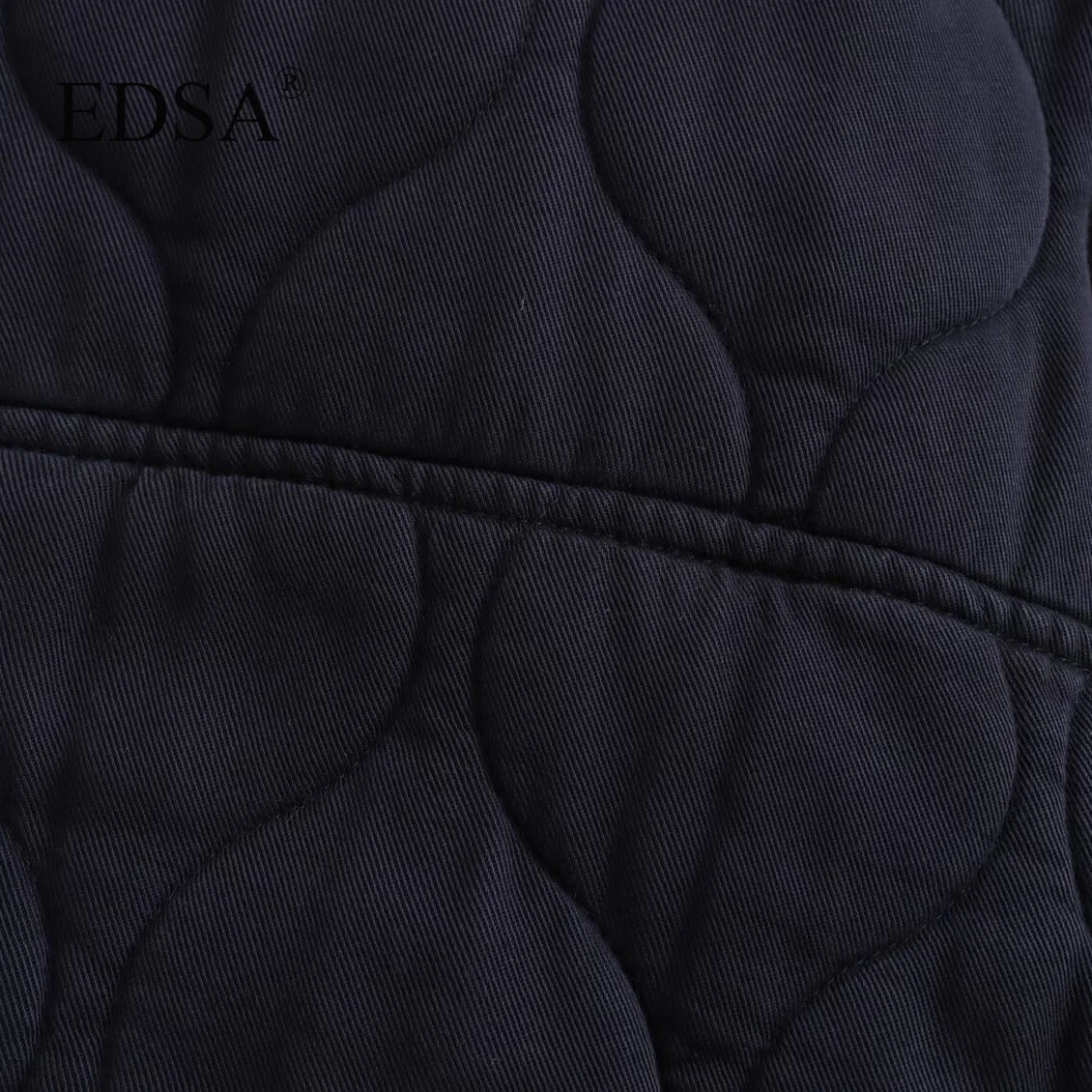 EDSA Women Oversized Quilted Bomber Jackets Thick Warm Coat Long Sleeve SnapButton Female Outerwear Chic Tops 251225