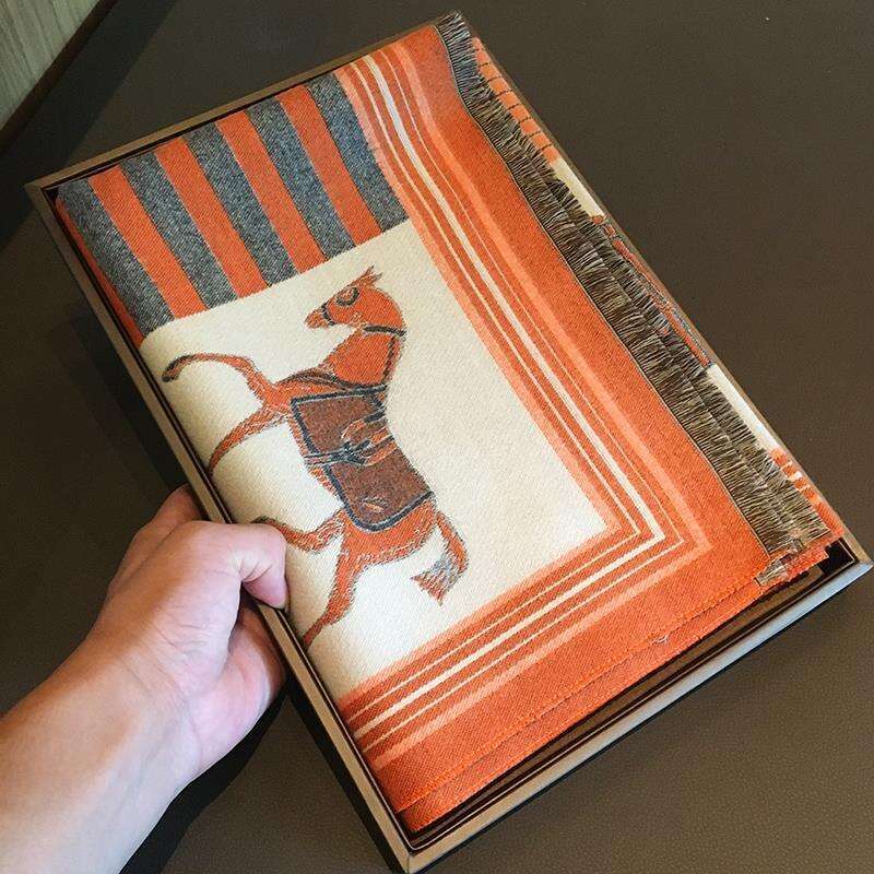 French Style Dual-Use For Women Autumn Winter Versatile Air-Conditioning Shawl Thickened Warm Long Double-Sided Neck Scarf